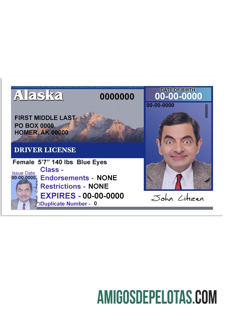 Carteira de motorista dos EUA, Alasca, versão 2 (frente) baixar para verificação